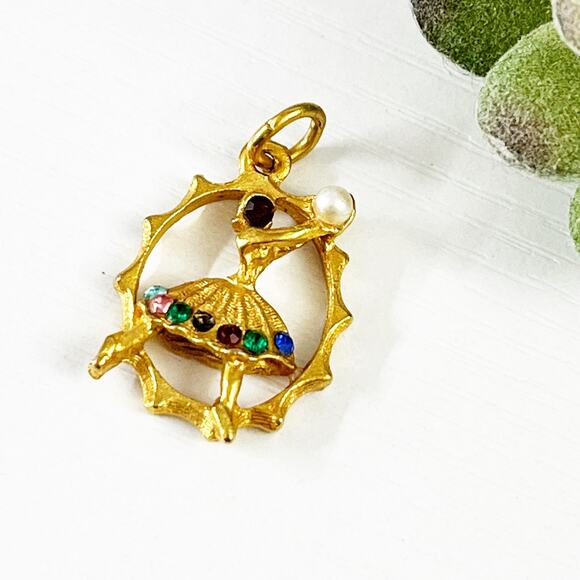 Vintage Ballerina Dancing Girl Charm 1960's - Picture 1 of 5
